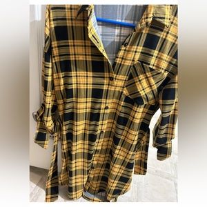 popular 21 shirt women yellow and black stripes long sleeves plaid